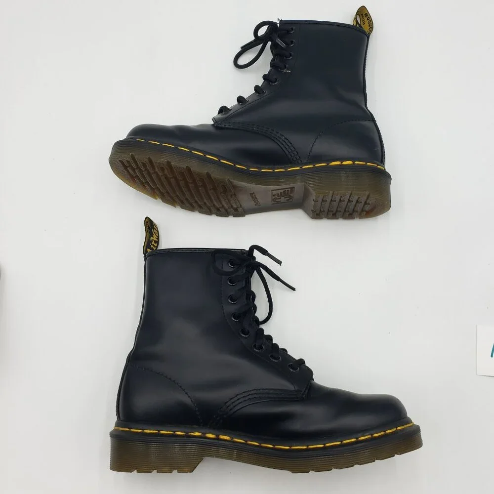 Dr. Martens 1460 Originals Boots 7 Womens Chunky Platform Lace Up Docs Black - Picture 5 of 11